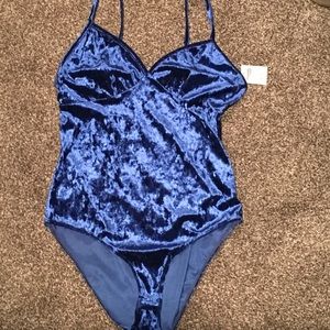 Blue velvet bodysuit